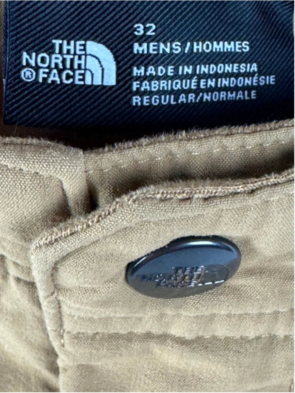 The North Face Basin Pants Waist 32 Utility Brown with Black Zippers